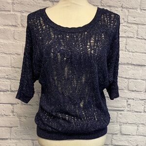 Express Shimmering Dolman Sleeve Open Knit Top Size M